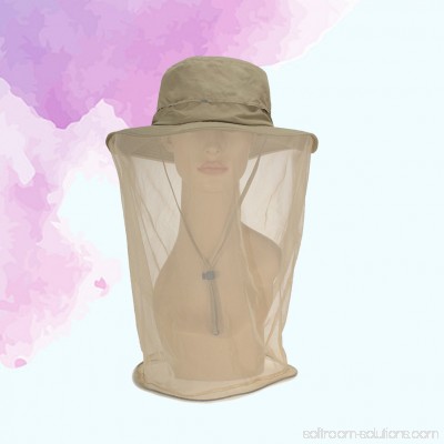 Anti Mosquito Bee Mask Cap Outdoor Fishing Hat Head Helmet Hidden Net Mesh Head Cover Face Protection from Bee Bug Insect Fly (khaki)